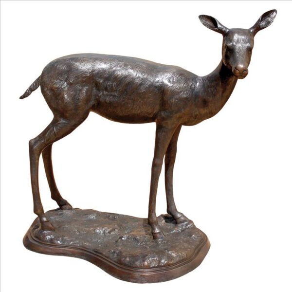 Design Toscano AS9223681 25 Inch Standing Doe and Fawn Statues - Bronze