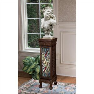 Design Toscano BN1035 10 Inch Dragonfly Stained Glass Pedestal