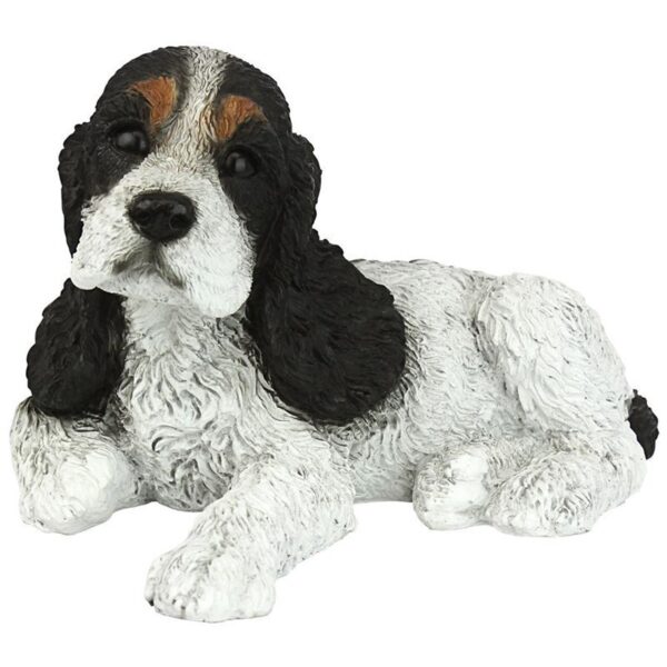 Design Toscano CF2458 10 Inch Cocker Spaniel Puppy - Black and White