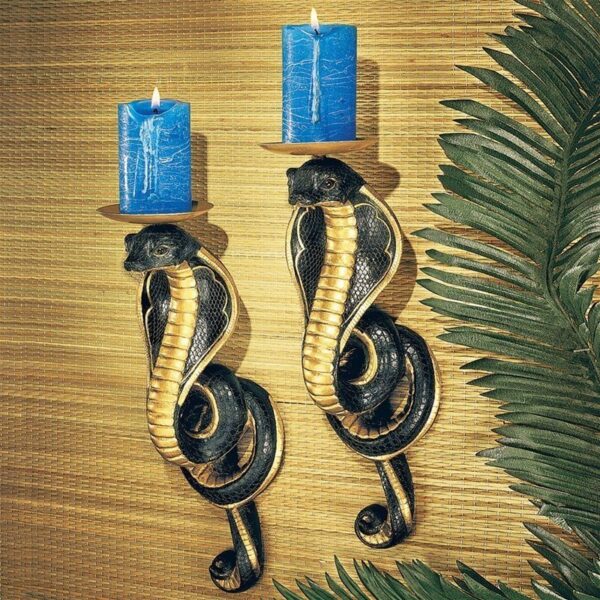 Design Toscano CL3448 3 1/2 Inch Renenutet Cobra Goddess Wall Sconces, Set of 2