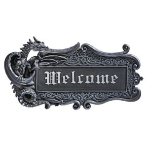 Design Toscano CL5233 14 1/2 Inch Dragon Welcome Wall Plaque