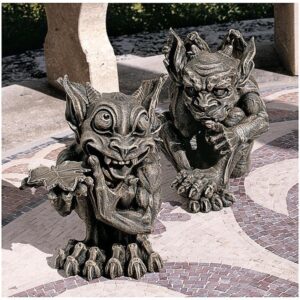 Design Toscano CL93689 8 Inch Set of Babble and Whisper Gargoyles