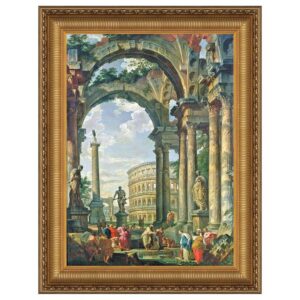 Design Toscano DA1061 14 3/4 Inch Roman Capriccio Framed Canvas Replica Painting - Small