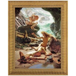 Design Toscano DA1294 31 1/2 Inch The Cave of The Storm Nymphs Framed Canvas Replica Painting - Large