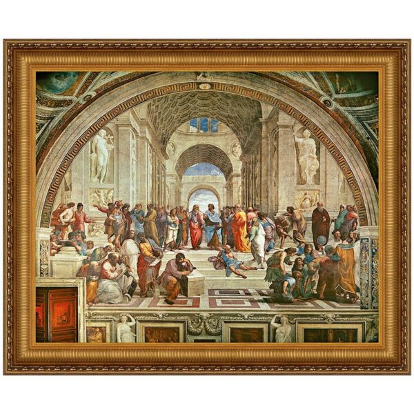 Design Toscano DA1353 30 1/4 Inch The School of Athens Framed Canvas Replica Painting - Medium