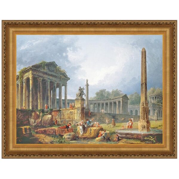 Design Toscano DA1473 36 1/4 Inch Architectural Capriccio with Obelisk Canvas Replica Painting - Large