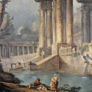 Design Toscano DA1493 27 1/4 Inch The Ruins Near The Water 1779 Canvas Replica Painting - Large