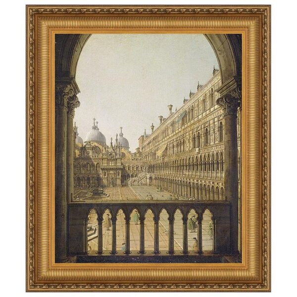 Design Toscano DA1572 21 1/2 Inch Interior Court of The Doges Palace Venice 1756 Canvas Replica Painting - Medium