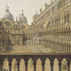 Design Toscano DA1573 27 Inch Interior Court of The Doges Palace Venice 1756 Canvas Replica Painting - Large