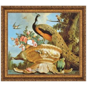 Design Toscano DA1612 24 1/2 Inch a Peacock On a Decorative Urn Canvas Replica Painting - Medium