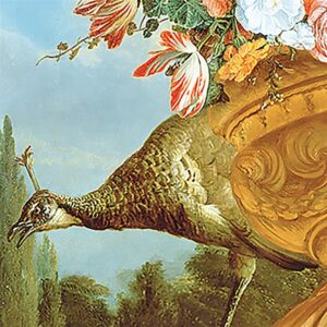 Design Toscano DA1611 17 1/2 Inch a Peacock On a Decorative Urn Canvas Replica Painting - Small