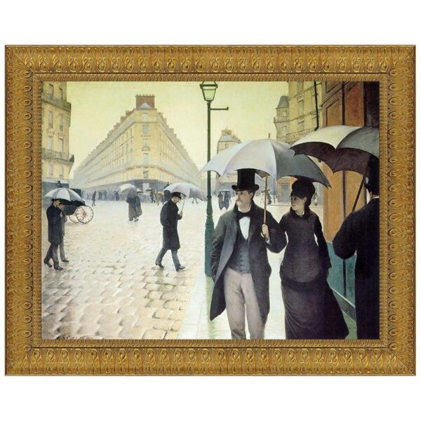 Design Toscano DA1722 28 1/2 Inch Rue Du Paris Rainy Day 1877 Canvas Replica Painting - Medium