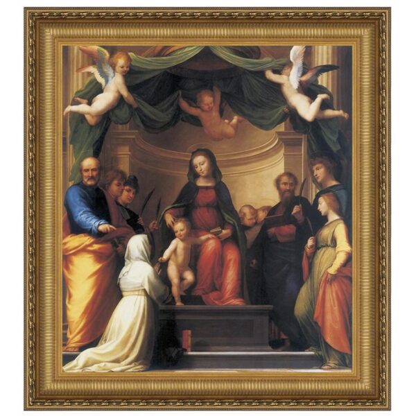 Design Toscano DA2834 38 1/4 Inch The Mystic Marriage of St Catherine Framed Canvas Replica Painting - Grande