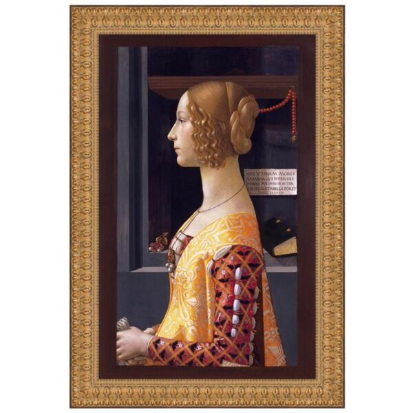 Design Toscano DA2864 33 Inch Portrait of Giovanna Degli Albizzi Tornabuoni 1499 Framed Canvas Replica Painting - Grande