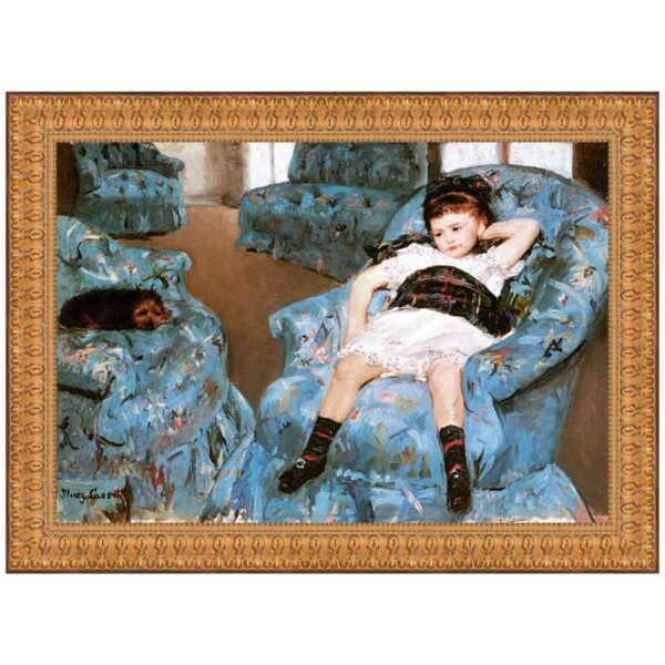 Design Toscano DA3403 40 1/2 Inch Little Girl in a Blue Armchair 1878 Canvas Replica Painting - Large