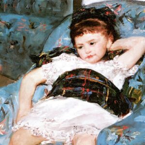 Design Toscano DA3402 26 1/2 Inch Little Girl in a Blue Armchair 1878 Canvas Replica Painting - Medium