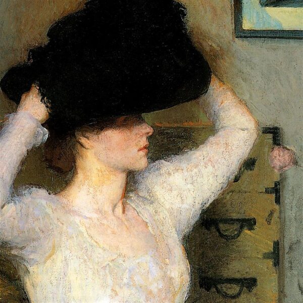 Design Toscano DA3483 32 1/4 Inch The Black Hat Lady Trying on a Hat 1904 Canvas Replica Painting - Large