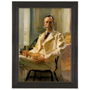 Design Toscano DA3502 19 1/2 Inch Man with Cat 1898 Canvas Replica Painting - Medium