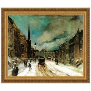 Design Toscano DA3512 27 1/4 Inch Street Scene with Snow Framed Canvas Replica Painting - Medium