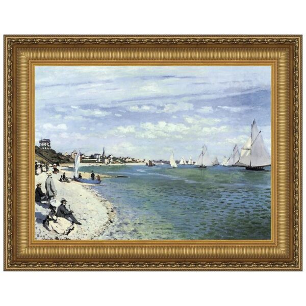 Design Toscano DA3812 29 1/4 Inch Regatta at Sainte Adresse 1867 Canvas Replica Painting - Medium