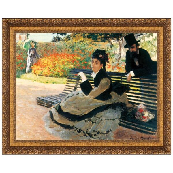 Design Toscano DA3872 27 Inch Camille Monet On a Garden Bench 1873 Canvas Replica Painting - Medium