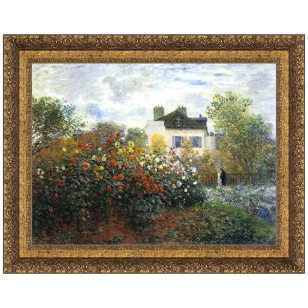 Design Toscano DA3923 37 Inch Monets Garden at Argenteuil The Dahlias 1873 Canvas Replica Painting - Large