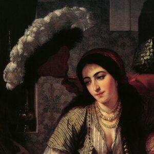 Design Toscano DA4362 23 1/2 Inch Algerian Woman and Her Slave Framed Canvas Replica Painting - Medium