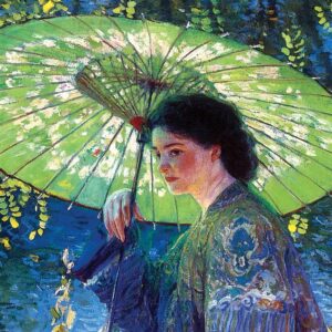 Design Toscano DA4634 29 1/2 Inch The Green Parasol 1909 Canvas Replica Painting - Grande