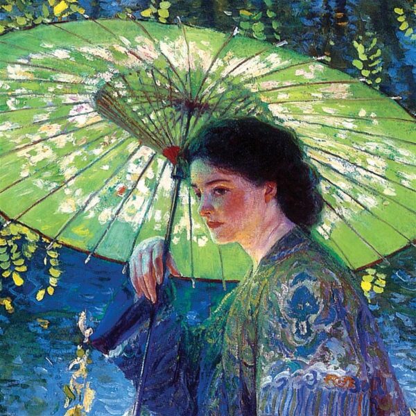 Design Toscano DA4634 29 1/2 Inch The Green Parasol 1909 Canvas Replica Painting - Grande