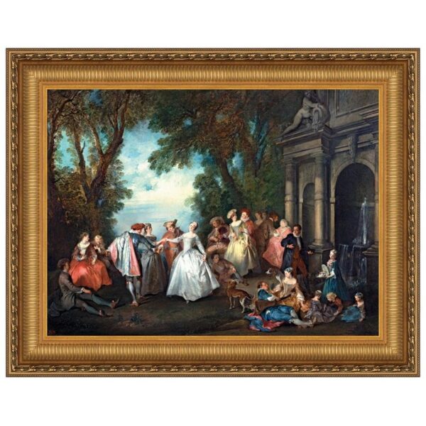 Design Toscano DA4693 40 1/4 Inch Dance Before a Fountain 1724 Canvas Replica Painting - Large