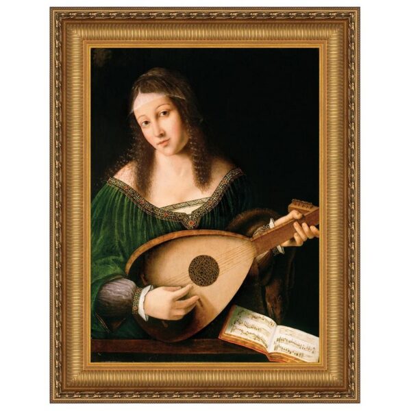 Design Toscano DA4783 28 1/4 Inch Lady Playing a Lute 1530 Canvas Replica Painting - Large