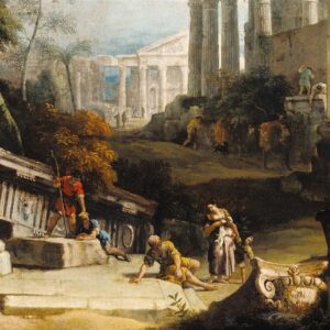 Design Toscano DA4793 37 1/2 Inch Landscape with Classical Ruins and Figures 1730 Canvas Replica Painting - Large