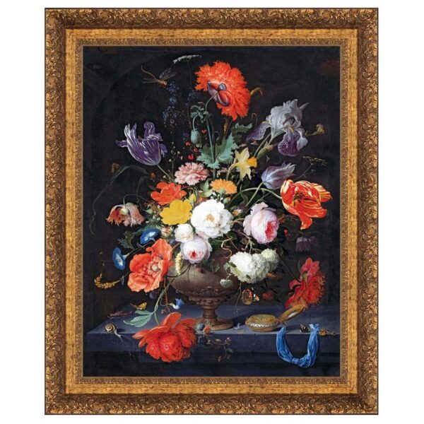 Design Toscano DA4854 36 1/2 Inch Still Life with Flowers and A Watch 1679 Canvas Replica Painting - Grande