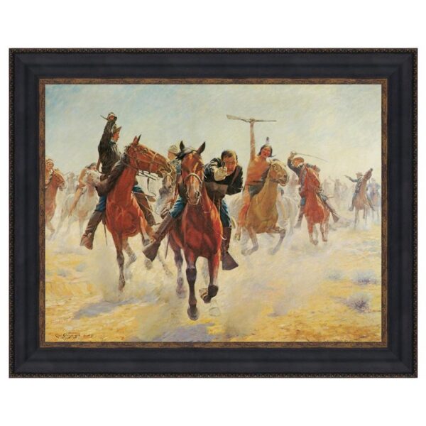 Design Toscano DA5013 42 3/4 Inch Breaking Through The Line Framed Canvas Replica Painting - Large