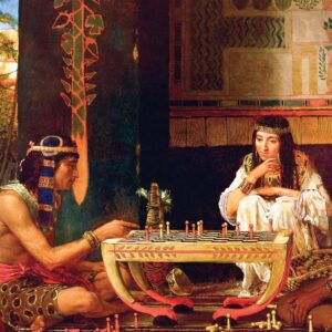 Design Toscano DA5021 18 1/2 Inch Egyptian Chess Players 1865 Canvas Replica Painting - Small