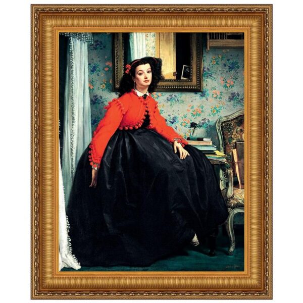 Design Toscano DA5144 43 1/4 Inch Portrait of Mlle. L.L. Young Lady in Red Jacket 1864 Canvas Replica Painting - Grande