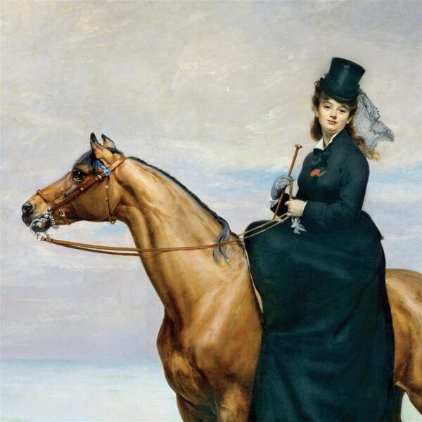 Design Toscano DA5193 33 Inch Equestrian Portrait of Mademoiselle Croizette 1873 Canvas Replica Painting - Large