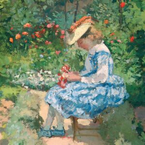 Design Toscano DA5204 43 1/4 Inch Jeanne in The Garden Pontoise 1872 Canvas Replica Painting - Grande