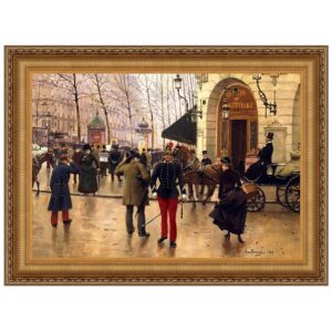 Design Toscano DA5252 31 1/4 Inch Boulevard Des Capucines and Vaudeville Theatre in Paris 1889 Canvas Replica Painting - Medium