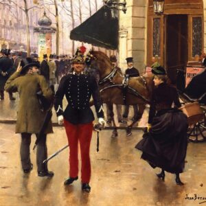 Design Toscano DA5251 20 1/4 Inch Boulevard Des Capucines and Vaudeville Theatre in Paris 1889 Canvas Replica Painting - Small