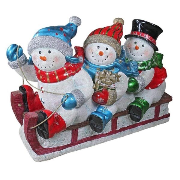 Design Toscano DB477040 16 Inch Illuminated Snowmen on Sled Statue