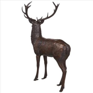 Design Toscano DK26831 27 1/2 Inch Standing Stag Deer Cast Bronze Garden Statue