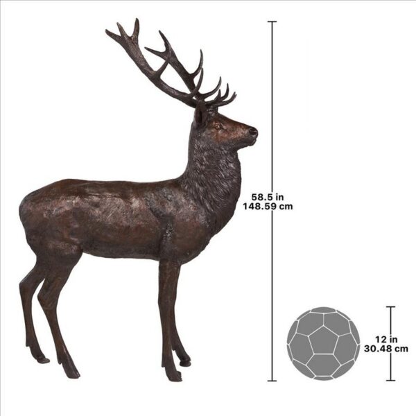 Design Toscano DK26831 27 1/2 Inch Standing Stag Deer Cast Bronze Garden Statue