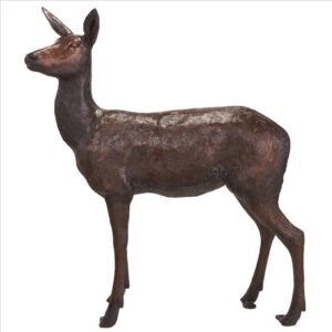 Design Toscano DK26832 12 Inch Standing Doe Deer Cast Bronze Garden Statue