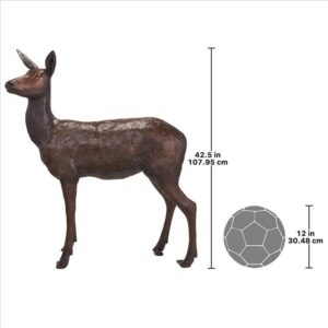 Design Toscano DK26832 12 Inch Standing Doe Deer Cast Bronze Garden Statue