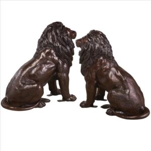 Design Toscano DK92505 19 1/2 Inch Sentinel Lion Cast Bronze Garden Statue Set of Two