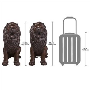 Design Toscano DK92505 19 1/2 Inch Sentinel Lion Cast Bronze Garden Statue Set of Two