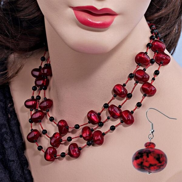 Design Toscano EE96902 Awash in Crimson Jewelry Ensemble Earrings Necklace