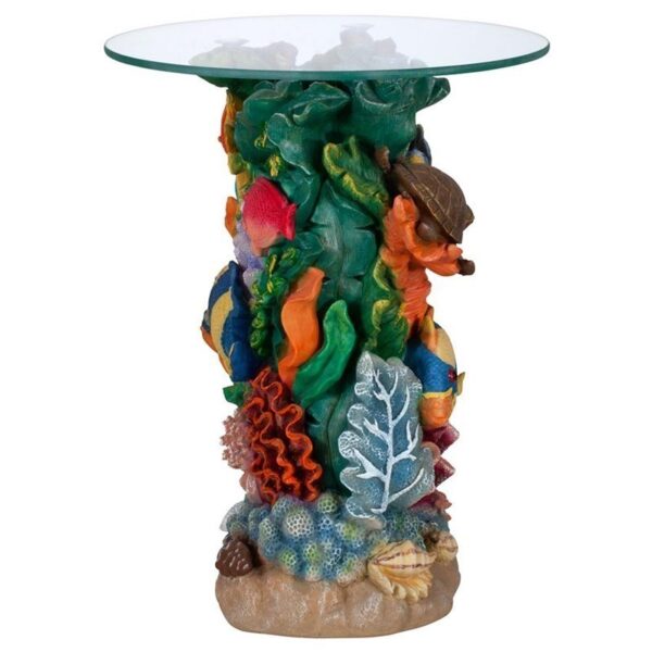 Design Toscano EU30405 16 Inch The Great Barrier Reef Glass Top Table