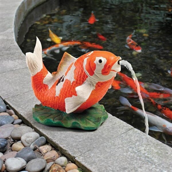 Design Toscano EU59307 6 1/2 Inch Kohaku Koi Piped Statue